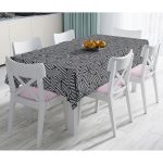 - Masa-5243-Gorsel - Realhomes  Siyah Beyaz Geometrik Çizim Dijital Baskılı Masa Örtüsü Realhomes