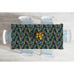 Siyah Zeminde Renkli Yaprak Motifli Özel Tasarım Masa Örtüsü Realhomes