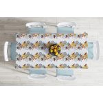 - Masa-5255-Gorsel-1 - Realhomes  Beyaz Zeminde Mavi Ve Turuncu Yaprak Desenli Masa Örtüsü Realhomes