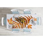 Beyaz Mermer Zemin Üzerinde Sonbahar Kurumuş Yaprak Desenli Masa Örtüsü Realhomes