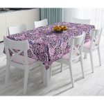 Lila Zeminli Leopar Desenli Dijital Baskılı Özel Tasarım Dekoratif Masa Örtüsü Realhomes