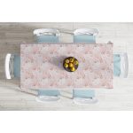 Gri Zemin Üzerinde Pembe Yaprak Motifli Özel Tasarım Masa Örtüsü Realhomes