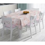 Gri Zemin Üzerinde Pembe Yaprak Motifli Özel Tasarım Masa Örtüsü Realhomes