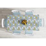 Mavi Zemin Üzerinde Sulu Boya Çizim Dijital Baskılı Masa Örtüsü Realhomes