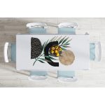 Beyaz Zemin Üzerinde Soyut Yaprak Çizimli Masa Örtüsü Realhomes