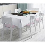 Beyaz Zemin Üzerinde Soyut Yaprak Çizimli Masa Örtüsü Realhomes