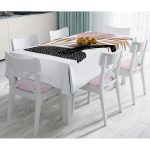 - Masa-5310-Gorsel - Realhomes  Beyaz Zemin Üzerinde Gold Yaprak Motifli Dekoratif Masa Örtüsü Realhomes