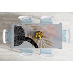 Gri Zeminde Gold Yaprak Motifli Masa Örtüsü Realhomes