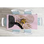 Pembe Zemin Üzerinde Gold Yaprak Motifli Dekoratif Masa Örtüsü Realhomes