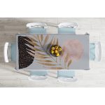 - Masa-5316gri-Gorsel-1 - Realhomes  Gri Zeminde Soyut Çizim Ay Ve Yaprak Motifli Masa Örtüsü Realhomes