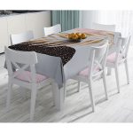 - Masa-5316gri-Gorsel - Realhomes  Gri Zeminde Soyut Çizim Ay Ve Yaprak Motifli Masa Örtüsü Realhomes