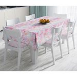- Masa-5321-Gorsel - Realhomes  Pembe Ve Mavi Yaprak Desenli Özel Tasarım Masa Örtüsü Realhomes