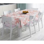 Gri Zemin Üzerinde Pembe Beyaz Yaprak Motifli Dekoratif Masa Örtüsü Realhomes