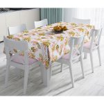 Pembe Ve Gold İnce Yaprak Tasarımlı Dijital Baskılı Masa Örtüsü Realhomes