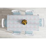 - Masa-5365-Gorsel-1 - Realhomes  Renkli Zemin Üzerinde Beyaz Ve Pembe Yaprak Motifli Masa Örtüsü Realhomes