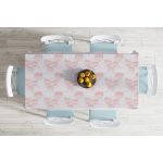 Renkli Zemin Üzerinde Tropikal Pembe Beyaz Yaprak Desenli Masa Örtüsü Realhomes