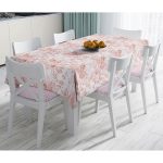 - Masa-5368-Gorsel - Realhomes  Toz Pembe Çiçek ve Yaprak Tasarım Dijital Baskılı Masa Örtüsü Realhomes
