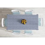 - Masa-5382-Gorsel-1 - Realhomes  Lacivert Zeminde Beyaz Yapraklı Masa Örtüsü Realhomes