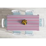 Pembe Mavi Düz Çizgiler Özel Tasarım Masa Örtüsü Realhomes