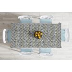 - Masa-5391-Gorsel-1 - Realhomes  Gri Zeminde Dalgalı Çizgiler Üzerinde Damla Motifli Masa Örtüsü Realhomes