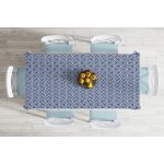 Realhomes Lacivert Kot Zeminde Soyut Çizimler Dijital Baskılı Masa Örtüsü Realhomes