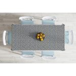 - Masa-5401-Gorsel-1 - Realhomes Gri Zemin Üzerinde Lacivert Yazı Motifli Masa Örtüsü Realhomes