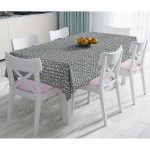 - Masa-5401-Gorsel - Realhomes Gri Zemin Üzerinde Lacivert Yazı Motifli Masa Örtüsü Realhomes