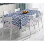 Gri Zemin Üzerinde Lacivert Soyut Dijital Baskılı Dekoratif Masa Örtüsü Realhomes