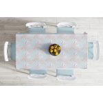 - Masa-5415-Gorsel-1 - Realhomes  Gökyüzü Zemin Üzerinde Beyaz Ve Pembe Yaprak Tasarımlı Masa Örtüsü Realhomes