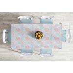 Gökyüzü Temalı Gümüş Ve Pembe Yapraklı Dijital Baskılı Masa Örtüsü Realhomes