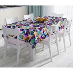 - Masa-5514-Gorsel - Realhomes Geometrik Üçgen İçerisinde Kuş Dijital Baskılı Masa Örtüsü Realhomes