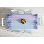 - Masa-5516-Gorsel-1 - Realhomes Toz Mavisi Zeminli Tropik Yapraklı Özel Tasarım Dijital Baskılı Masa Örtüsü Realhomes