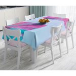 - Masa-5518sol-Gorsel - Realhomes  Toz Mavisi Zeminli Tropik Yapraklı Özel Tasarım Modern Masa Örtüsü Realhomes