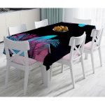 - Masa-5519-Gorsel - Realhomes  Siyah Zeminli Tropik Yapraklı Özel Tasarım Modern Masa Örtüsü Realhomes