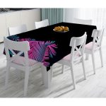 - Masa-5521-Gorsel - Realhomes  Siyah Zeminli Tropik Yapraklı Özel Tasarım Masa Örtüsü Realhomes
