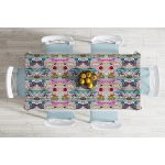 - Masa-5580-Gorsel-1 - Realhomes  Renkli Zeminde Geometrik Yaprak Desenli Masa Örtüsü Realhomes