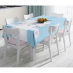 - Masa-5692-Gorsel - Realhomes Realhomes Mavi Zeminde My Love Yazılı Sevimli Kedicik Desenli Modern Masa Örtüsü Realhomes