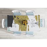 Kafes Ve Kuş Motifli Gold Modern Motifler Dijital Baskılı Modern Masa Örtüsü Realhomes