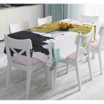 Kafes Ve Kuş Motifli Gold Modern Motifler Dijital Baskılı Modern Masa Örtüsü Realhomes