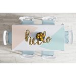 - Masa-7005-Gorsel-1 - Realhomes  Gold Hello Yazılı Modern Motifler Dijital Baskılı Modern Masa Örtüsü Realhomes