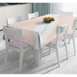 - Masa-7006-Gorsel - Realhomes  Pembe Krem Gold Motifli Dijital Baskılı Modern Masa Örtüsü Realhomes