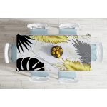 Mermer Zeminli Gold Ve Siyah Yapraklar Dijital Baskılı Modern Masa Örtüsü Realhomes