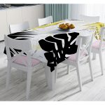 Mermer Zeminli Gold Ve Siyah Yapraklar Dijital Baskılı Modern Masa Örtüsü Realhomes