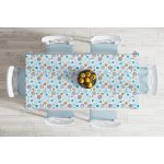 - Masa-7016-Gorsel-1 - Realhomes Beyaz Zeminde Mavi Gold Puanlı Dijital Baskılı Modern Masa Örtüsü Realhomes