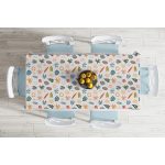 - Masa-7020-Gorsel-1 - Realhomes  Ekru Zeminli Yaprak Motifler Dijital Baskılı Modern Masa Örtüsü Realhomes