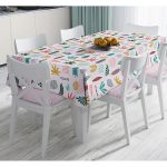 Renkli Amazon Yapraklı Motifler Dijital Baskılı Modern Masa Örtüsü Realhomes