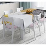 - Masa-7088-Gorsel - Realhomes  Renkli Zeminde Leylek Desenli Dijital Baskılı Modern Masa Örtüsü Realhomes