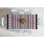 Bordo Lacivert Renkli Çapa Dümen Temalı Dijital Baskılı Modern Masa Örtüsü Realhomes