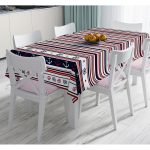 Bordo Lacivert Renkli Çapa Dümen Temalı Dijital Baskılı Modern Masa Örtüsü Realhomes