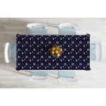 Lacivert Zeminli Renkli Yunus Desenli Dijital Baskılı Modern Masa Örtüsü Realhomes